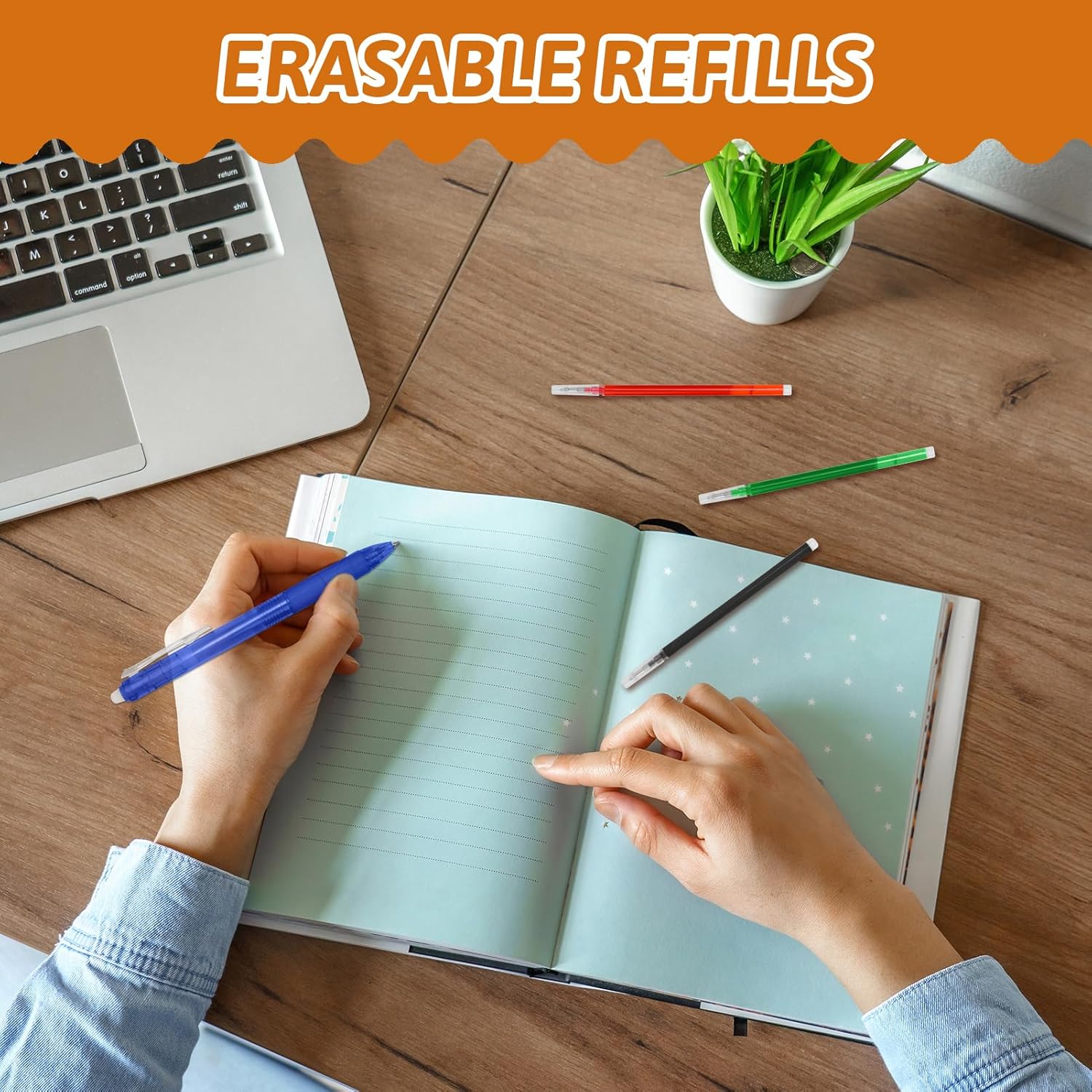 0.7 mm Erasable Gel Ink Pen Refills Compatible with Frixion Friction, Smooth Writing Multicolor Retractable Fine Point Pen Refill for School Office Home Art (4 Colors, 24)