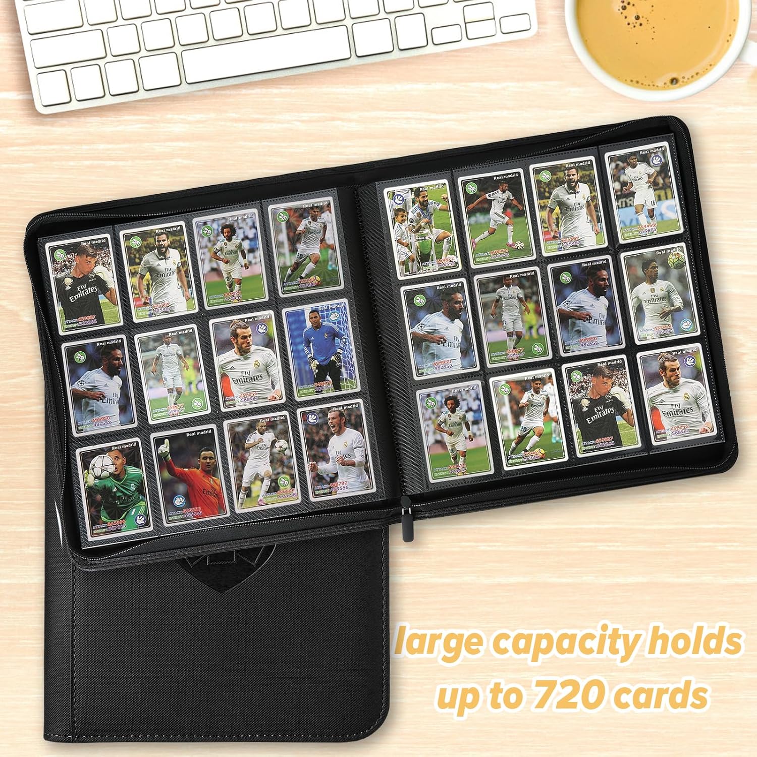 Trading Card Binder 12 Pocket, GERMUN PU Cover Card Binder for 720 Cards, Premium Trading Card Holder Folders, Double Sided Pocket Card Album for MTG, TCG (Black)