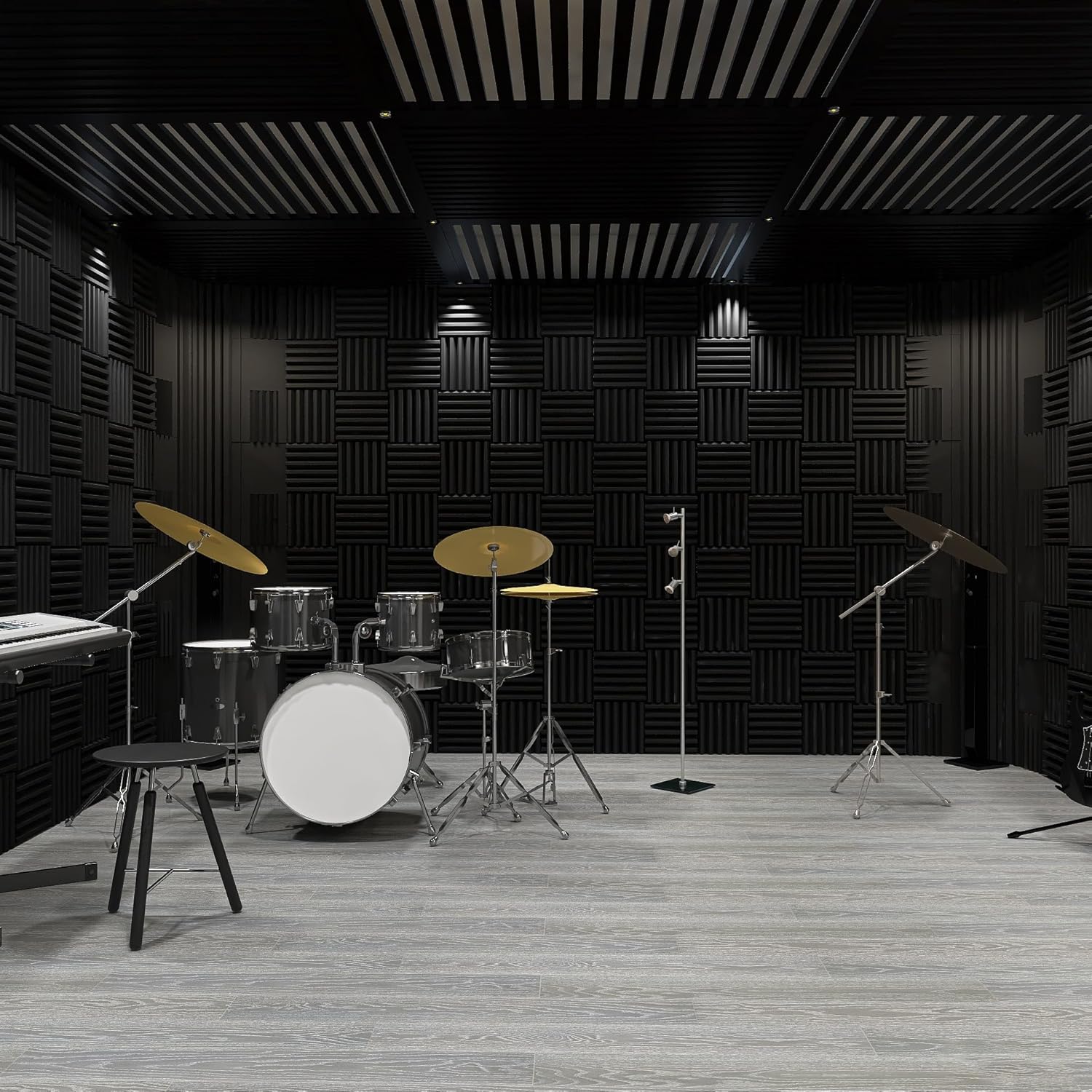 4 Pack Curved Bass Traps Corner Acoustic Foam, Large Size 16.5" X 6.3" X 12" Sound Absorbing Corner Bass Traps for Studio and Home Theater Low Frequency
