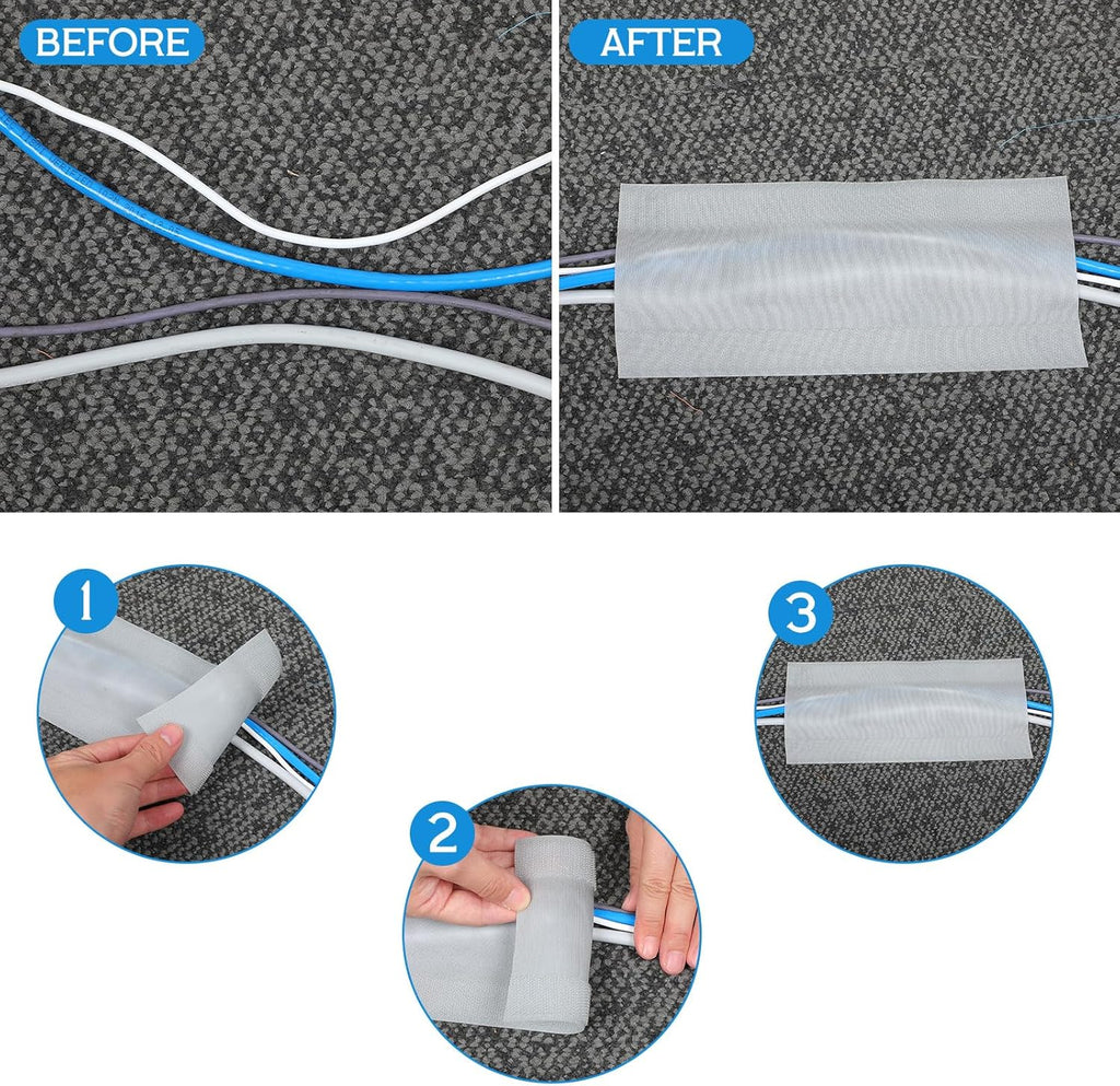 WILLBOND Carpet Cord Cover Cable Grip Floor Cover Cable Protector Management Only for Commercial Office Carpet(Grey,39.37 ft)