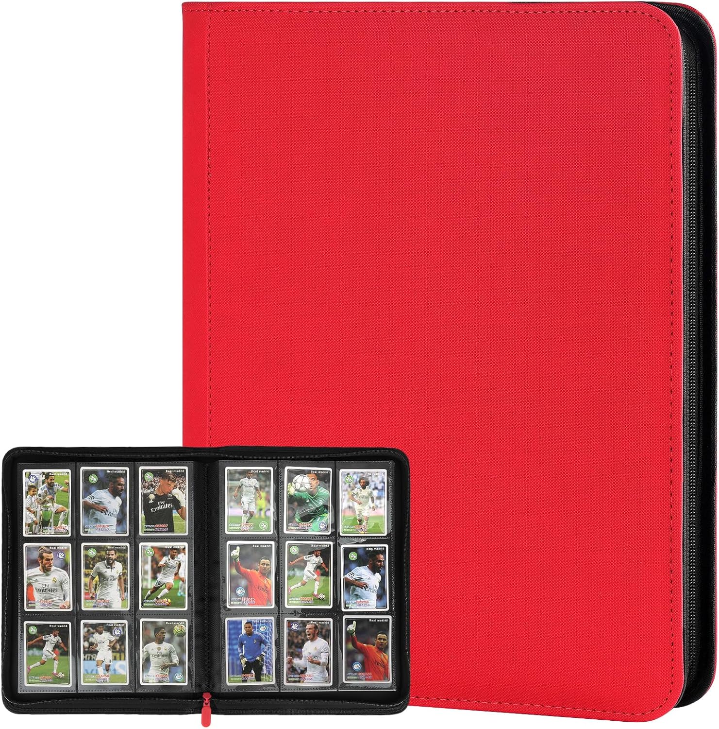 Trading Card Binder 9 Pocket, GERMUN PU Cover Card Binder for 360 Cards, Premium Trading Card Holder Folders, Double Sided Pocket Card Album for MTG, TCG (RED)