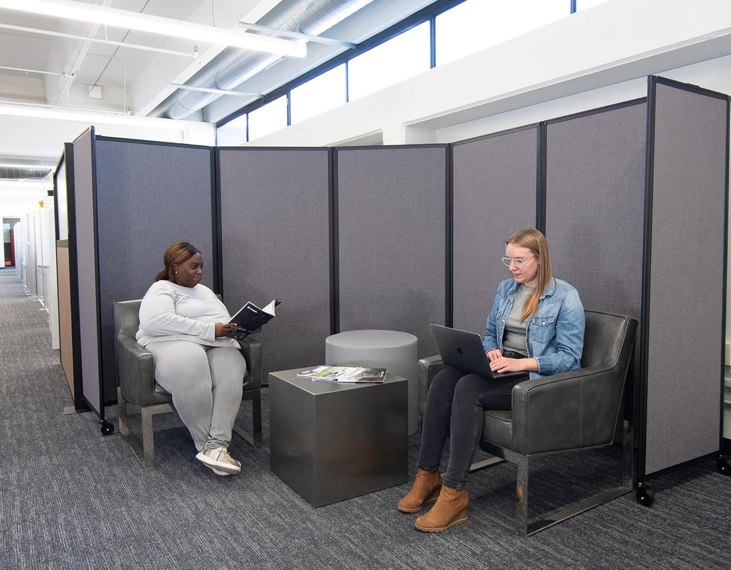 Versare Room Divider 360 Portable Wall Partition | Folding Panels | Large Freestanding Divider | Locking Wheels | Temporary Room Separator