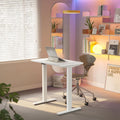 HUANUO 32" Small Electric Standing Desk Adjustable Height, 4 Memory Height Settings, Sit Stand Up Desk for Home Office & Computer Workstation, White