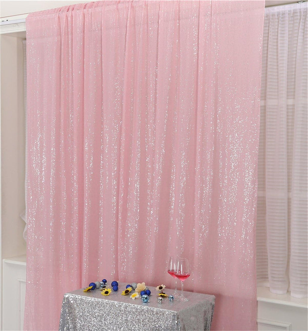 Eternal Beauty Pink Sequin Backdrop, 7x7 Ft Glitter Background Curtains for Shimmer Photography Party Wedding Birthday Back Drop Decor