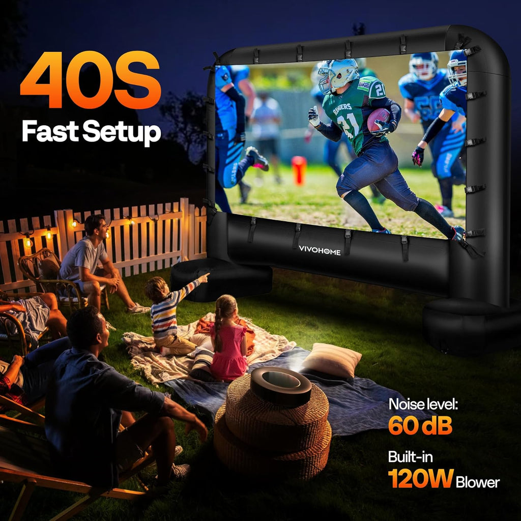 VIVOHOME 14 FT Inflatable Projector Screen for Outside, Blow Up Movie Screen Outdoor Use, Mega Large TV Screen with Carry Bag for Backyard, Tube Leg Support