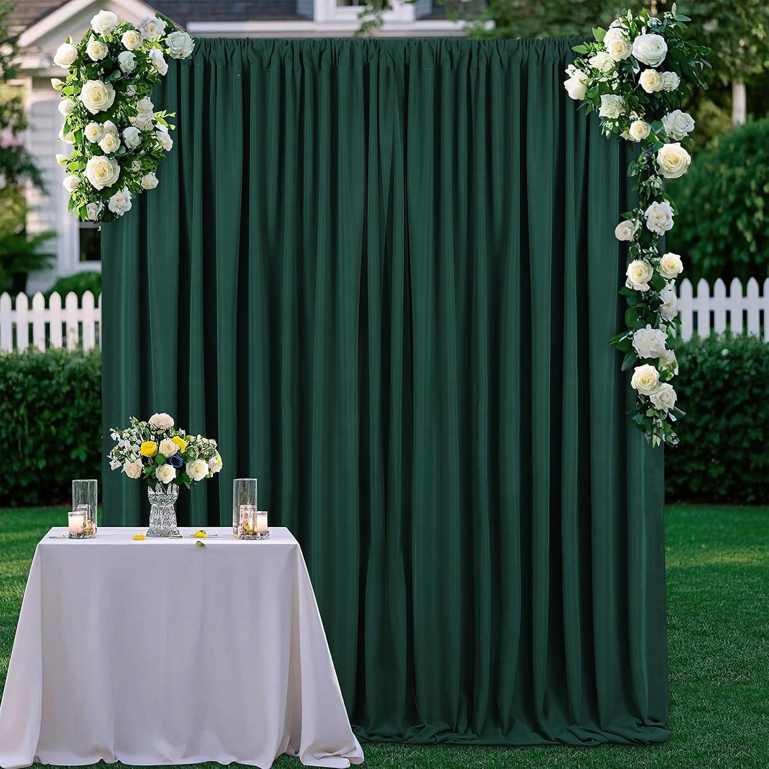 Green Backdrop Curtains 10ft x 10ft: Polyester Photo Backdrop Drapes - Halloween Party Photography Background Decorations