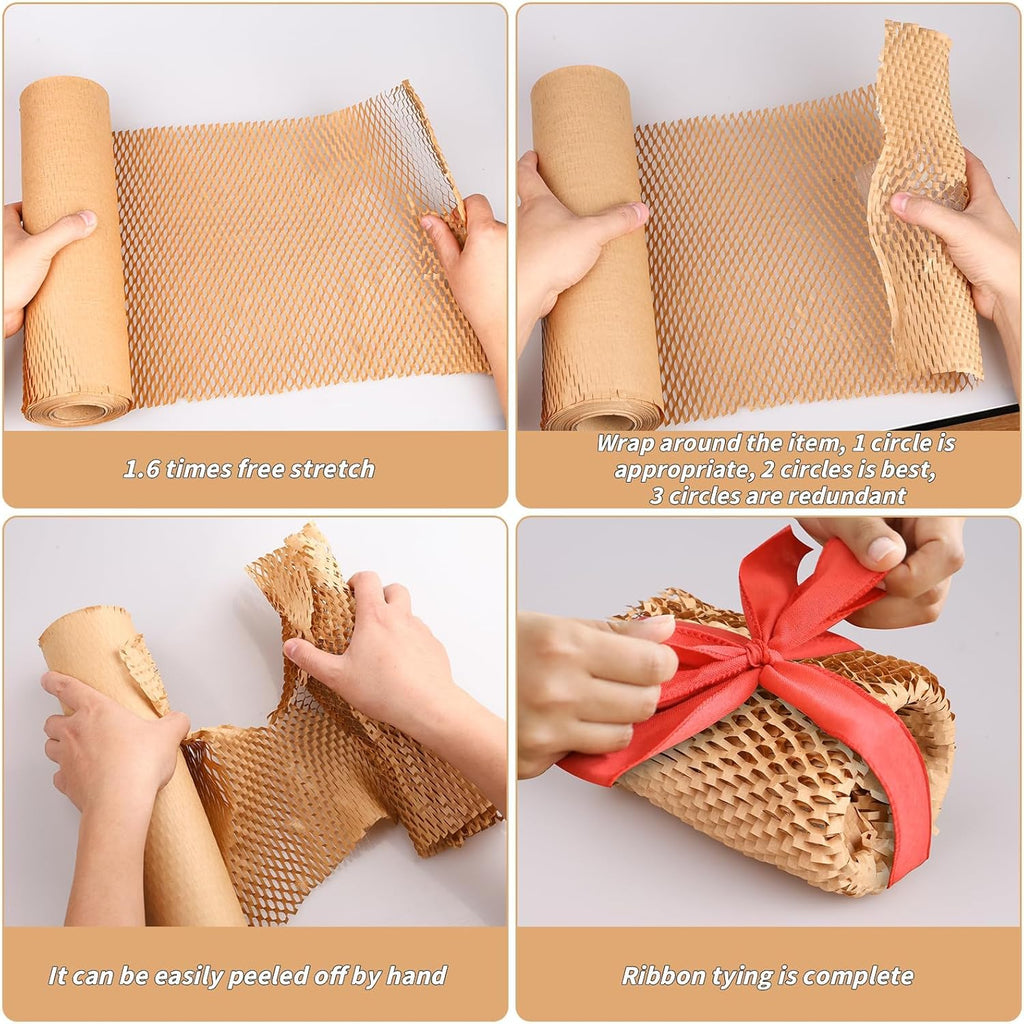 Honeycomb Packing Paper 16" x 400', Bubble Cushioning Wrap for Packing/Shipping/Moving, Eco-Friendly Bubble Packing Paper Wrapping for Fragile Items,Electronics and Bouquet Packaged