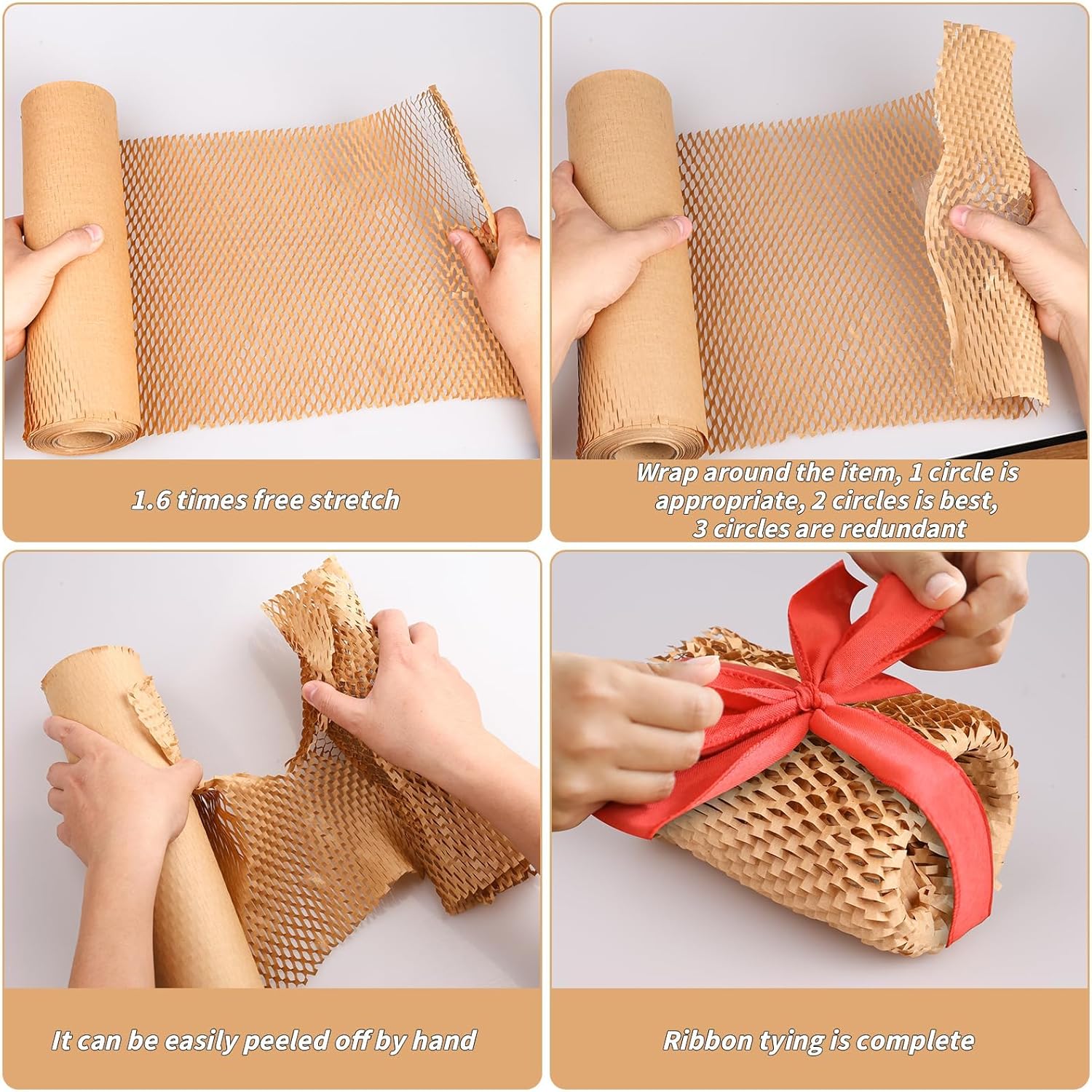 Honeycomb Packing Paper 16" x 400', Bubble Cushioning Wrap for Packing/Shipping/Moving, Eco-Friendly Bubble Packing Paper Wrapping for Fragile Items,Electronics and Bouquet Packaged