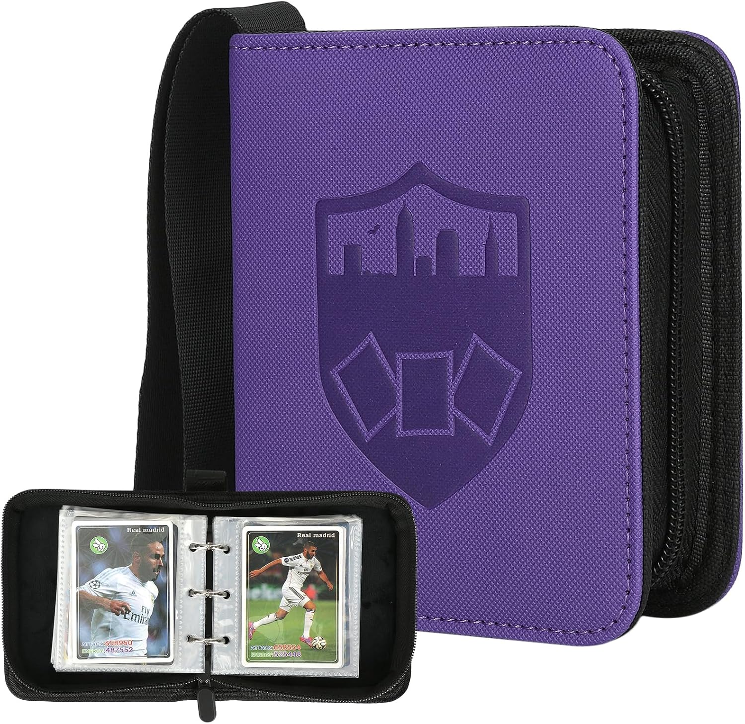 Mini Card Binder 1 Pocket, 80 Pockets Trading Card Binder, Premium Small 2 Pocket Trading Card Collection Album Folder with 40 Sleeves Double Sided - Gifts for Kids (Purple)