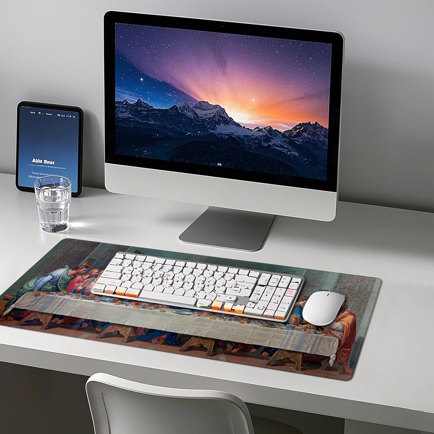 Mouse Pad with Last Supper – Religious Scenario Desk Pad – Portable Computer Mousepad – Gaming, Office, Waterproof, Non-Slip, Stitched Edges 31.5 x 11.8inches x 3mm