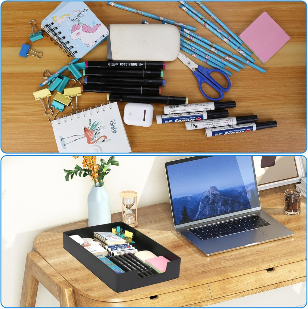 Letter-Size Tray, Desk Drawer Organizer, A4 Plastic Paper Tray, Multi-use Large Storage Basket for Office Home Supplies,13 x 9.6 inch