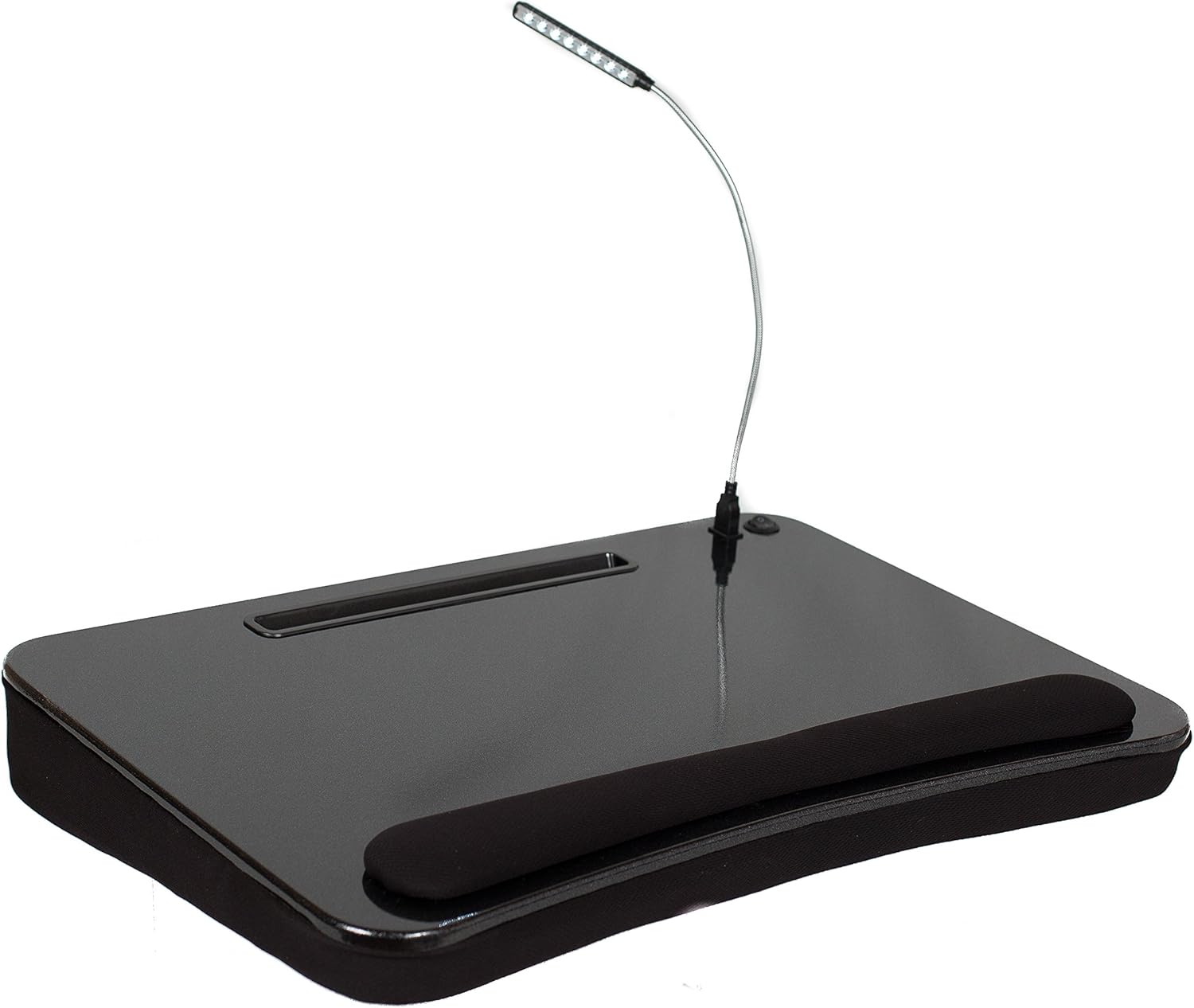 Sofia & Sam XLG Deluxe Lap Desk with Tablet Slot (with USB Light, Black)