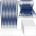 100 Pack Lanyards for ID Badges with Clear Name Tags, Reusable Lanyards Horizontal ID Card Badge Holders Plastic Name Badges for Men Women Kids Business School and Office Supplies (Dark Blue)