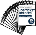 Essex Wares - 10 Pack, Black, Job Ticket Holders, 10" Wide x 13.5" Tall - Clear Plastic Shop Ticket Holders - Easy to Use, Reusable & Easy Erase Plastic Invoice Holders, Water-Resistant & Durable