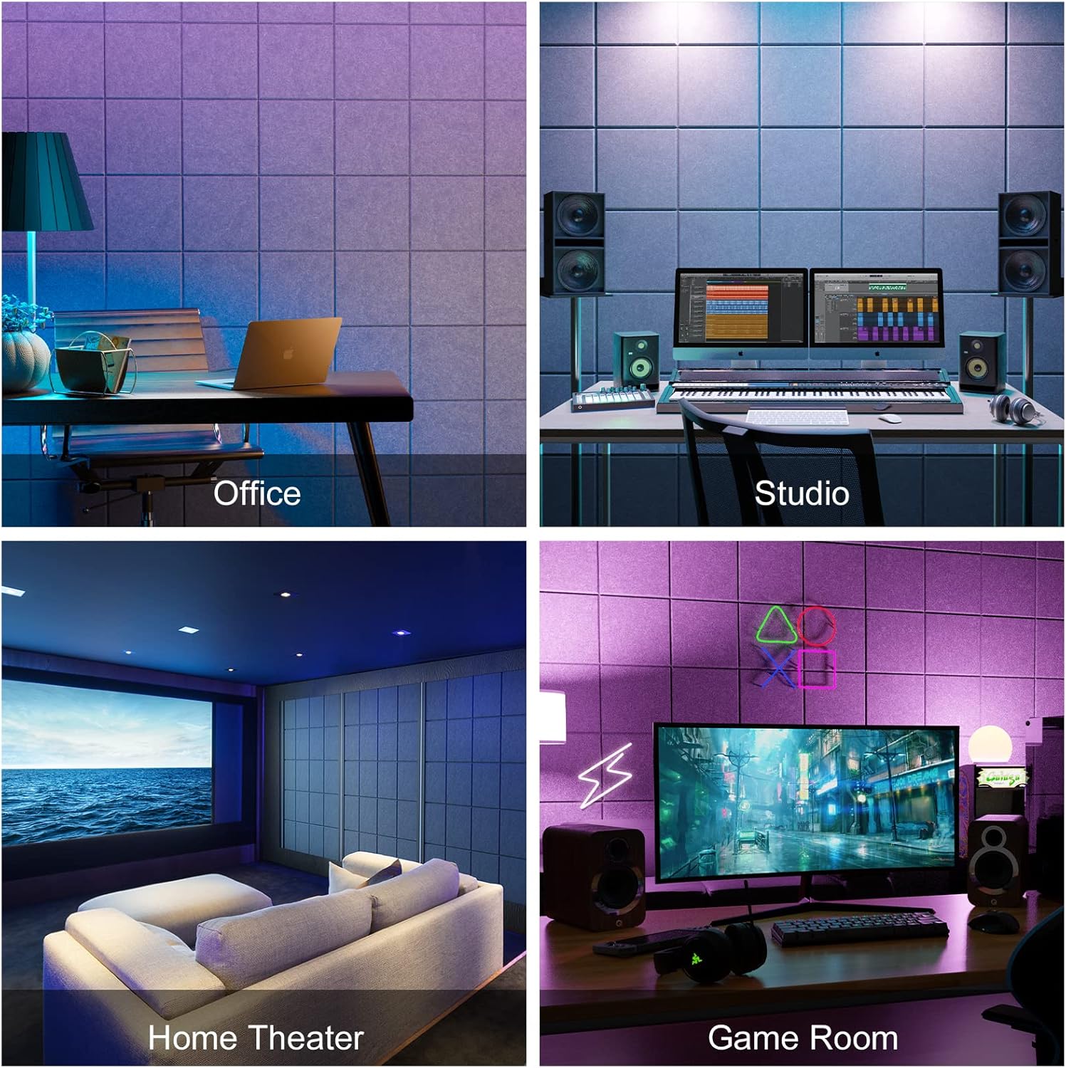 Sonicism 12 Pack Acoustic Wall Panels with Self-Adhesive, 12" X 12" X 0.4" Sound Proof Foam Panels, Decorative Soundproof Wall Panels, Sound Proof Absorbing Tiles for Home & Offices, Smoky Gray