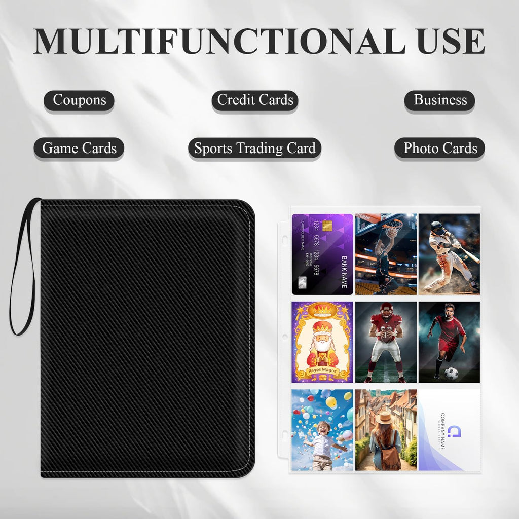 Trading Card Binder 9 Pocket, Toploader Binder with 900-Capacity Double-Sided Sleeves, Top Loader Binder for Cards, Baseball, Football, Sports, MTG, TCG Collector Album.