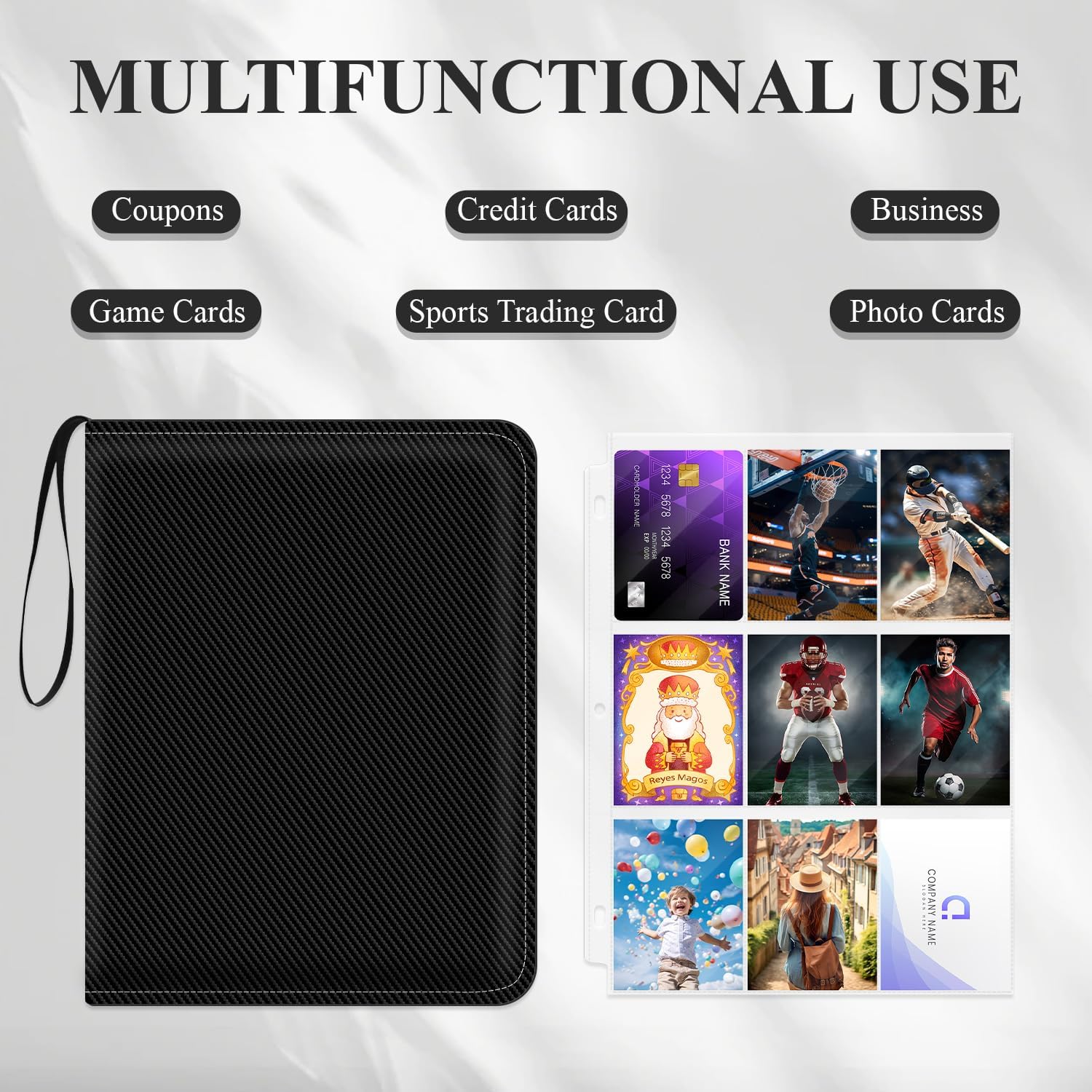 Trading Card Binder 9 Pocket, Toploader Binder with 900-Capacity Double-Sided Sleeves, Top Loader Binder for Cards, Baseball, Football, Sports, MTG, TCG Collector Album.