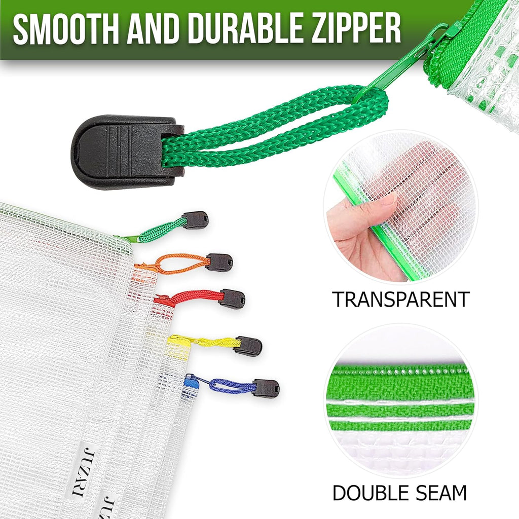10 Pack Mesh Zipper Pouch Bags A3-12x18 - Plastic Zipper Pouches for Organizing - Board Game Bags - Puzzle Organizer Bag - Large Zippered Pouch Bag - Mesh Pouches with Zippered - Puzzle Storage