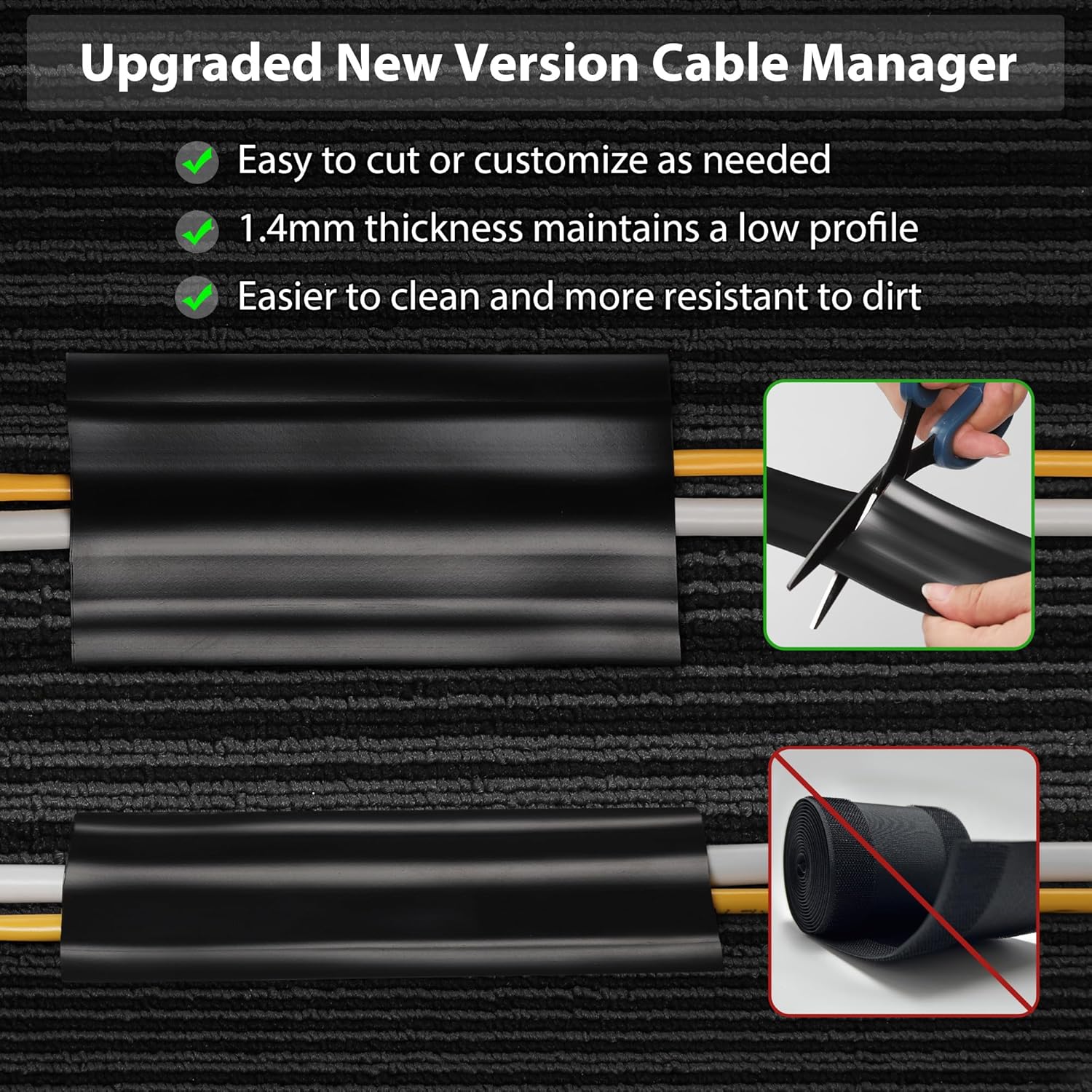 16.4ft Cord Cover Floor, Soft PVC Cord Covers for Wires on Floor, Self-Adhesive Floor Cable Cover Cord Hider, Floor Cable Management Cable Protector for Commercial Office Carpet/Floors/Wall White
