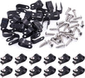 Swpeet 120 Pack Black 3/8 Inch Nylon Plastic R-Type Cable Clips Clamp Kit, Nylon Screw Mounting Cord Fastener Clips with 120 Pack Screws for Wire Management (3/8 Inch, Black)
