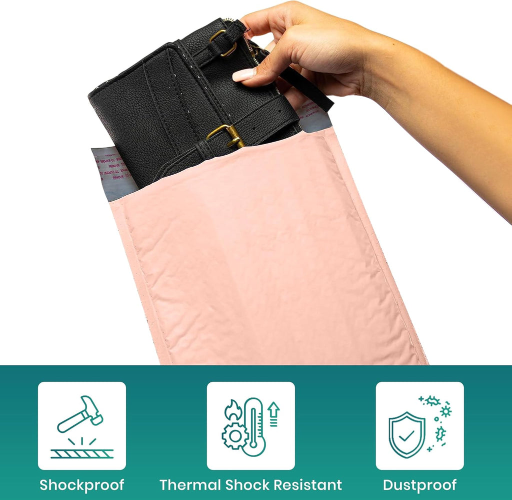 Levex - #000 4" x 8" [5 Pack] Light Pink Poly Bubble Mailers, Padded Envelope Mailers, Packing Envelope & Mailing Bags for Shipping