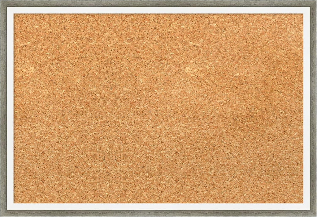 Amanti Art Natural Cork Board for Wall, 13x19 Vision Board with Silver Wood Frame, Small Corkboard Office Decor for Home Organization, Modern Corkboard Pinboard to Display Items for Home Organization