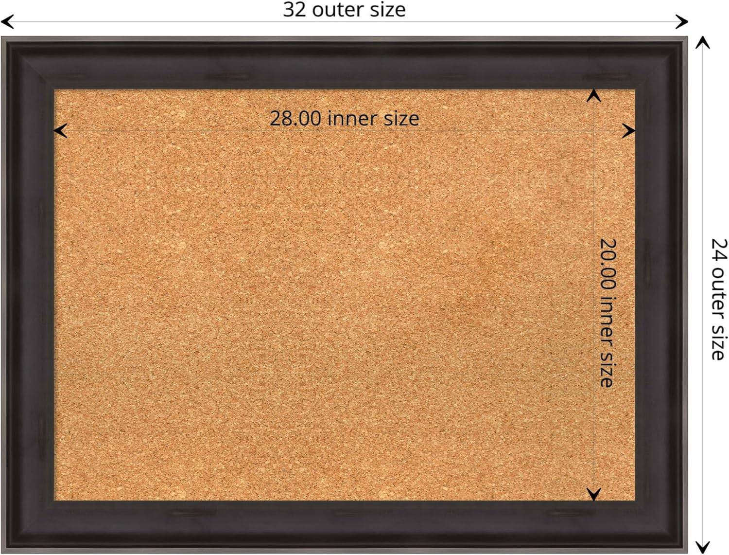 Amanti Art Natural Cork Board for Wall, 24x32 Vision Board with Black Wood Frame, Medium Corkboard Office Decor for Home Organization, Casual Corkboard Pinboard to display items for home organization