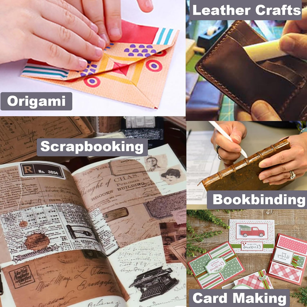 VENCINK Genuine Bone Folders Origami Paper Creaser Scoring Folding Creasing Crafting Tool Set for Paper Leather Books Cards Bookbinding DIY Handmade Burnishing Shaping (100% Real Cattle Bone)