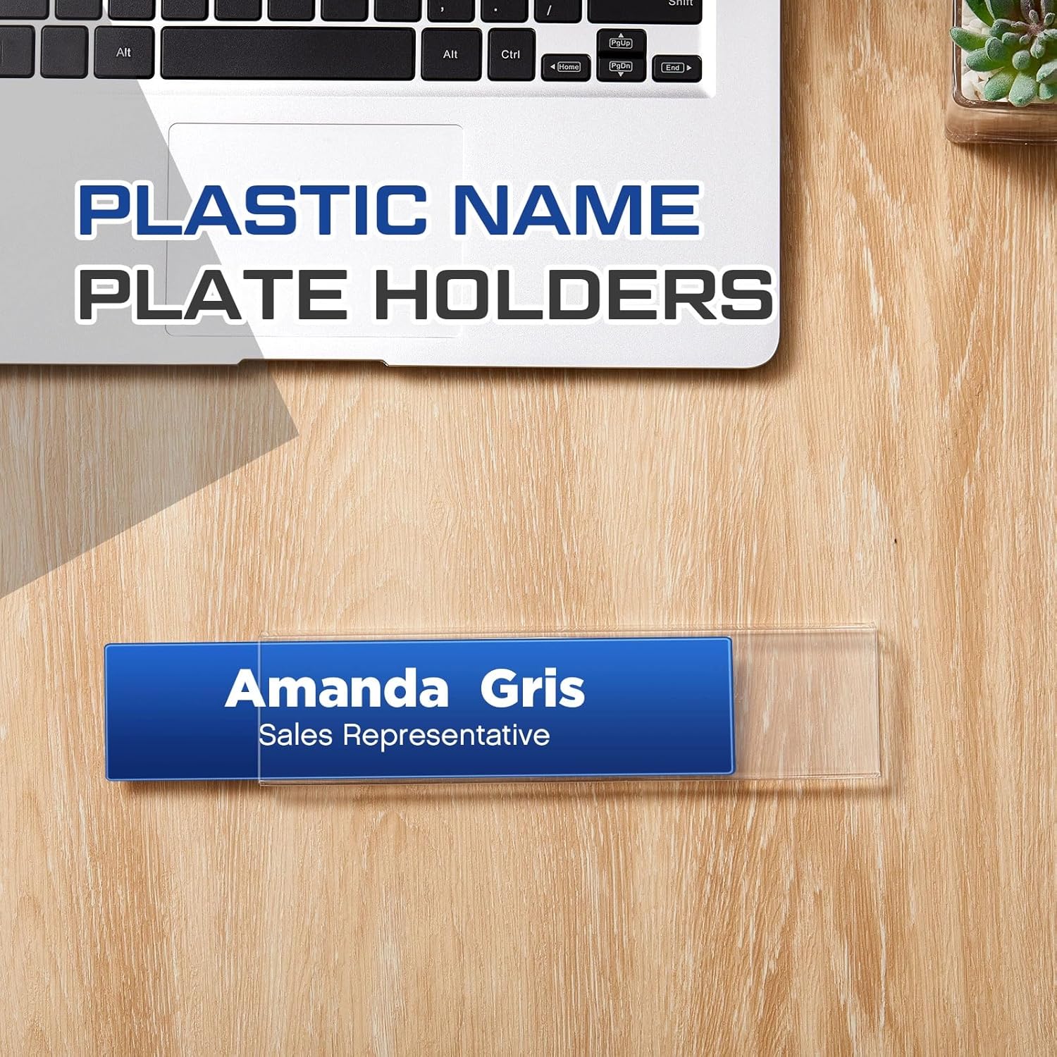10 Pack Plastic Cubicle Name Plate Holder 8.5" Wide x 2" High Glass Wall Name Plate Holder Clear Acrylic Sign Display Stand for Home Office Business (Suitable for 1" Cubicle Wall)