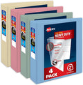 Avery Heavy-Duty View 3 Ring Binders, 2 Inch One Touch Slant Rings, 530-Sheet Capacity, Assorted Pastel Colors, 4-Pack (79637) – for School, Office, Teachers, Classrooms & Home Organization