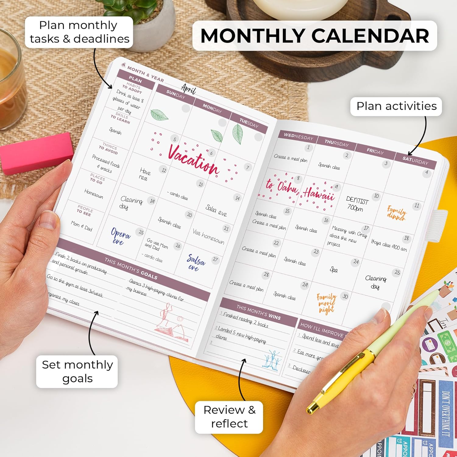 Clever Fox Planner 2nd Edition – Colorful Weekly & Monthly Goal Planner, Time Management & Productivity Organizer, Undated, A5 (White)