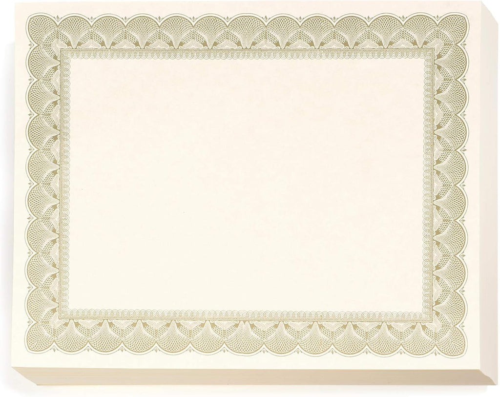 PaperDirect Gold Metallic Traditional Metal Colored Standard White Parchment Certificates, 8.5 x 11, 100 Count