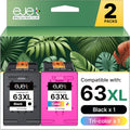 ejet 63XL Ink Cartridge Combo Pack Replacement for HP 63 Ink 63XL Ink Cartridges Black and Color for OfficeJet 3830 4650 5255 5258 4655 4652 3833 Envy 4520 4512 DeskJet 1112 3630 (1 Black,1 Tri-Color)
