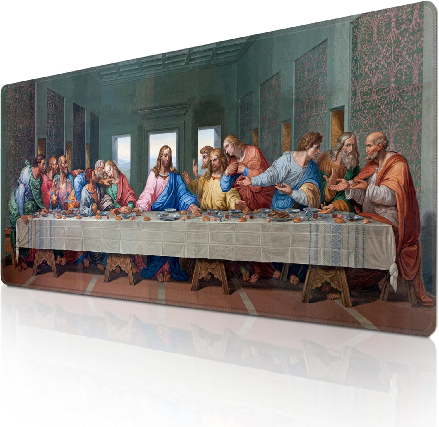 Mouse Pad with Last Supper – Religious Scenario Desk Pad – Portable Computer Mousepad – Gaming, Office, Waterproof, Non-Slip, Stitched Edges 35.5 x 15.7inches x 3mm