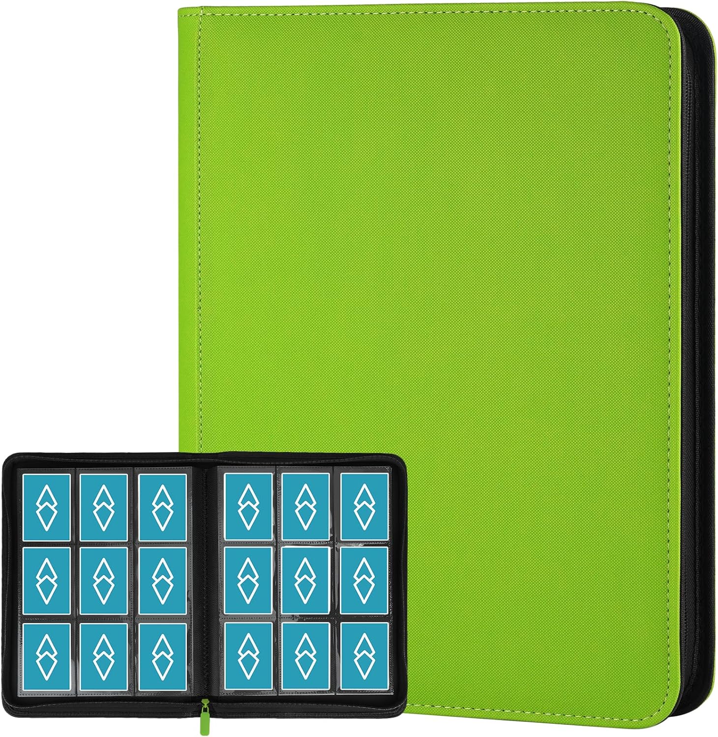Trading Card Binder 9 Pocket, GERMUN PU Cover Card Binder for 360 Cards, Premium Trading Card Holder Folders, Double Sided Pocket Card Album for MTG, TCG (Grass Green)