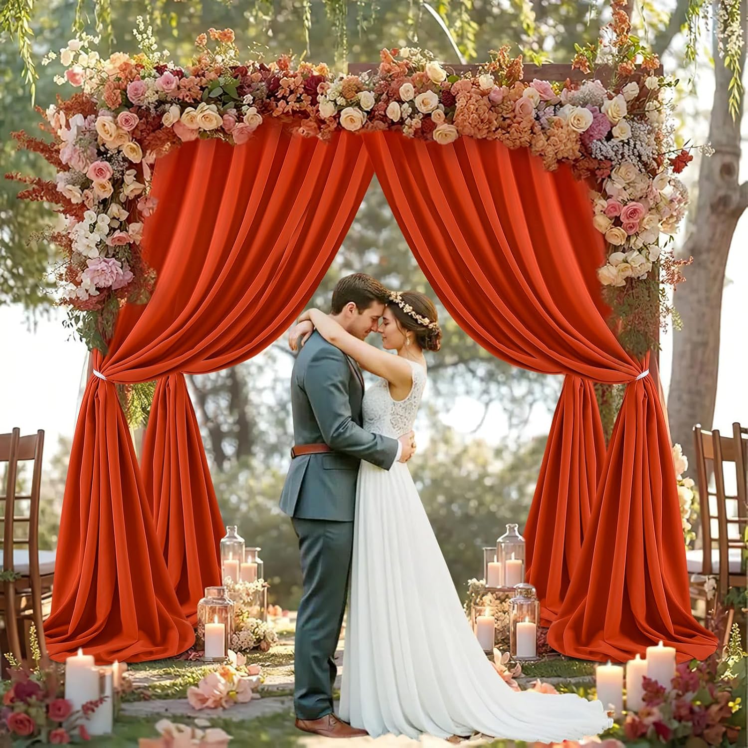 Rust Backdrop Curtains 20ft x 10ft Polyester Backdrop Drapes Fabric for Halloween Party Stage Window Supplies Decorations