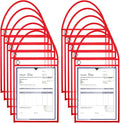 Epakh 30 Pack Office Products Shop Ticket Holders with Hanging Strap 9 x 12 Inches, Dry Erase Pockets, Job Ticket Holders, Both Sides Clear, Welcome to Work Order(Red)