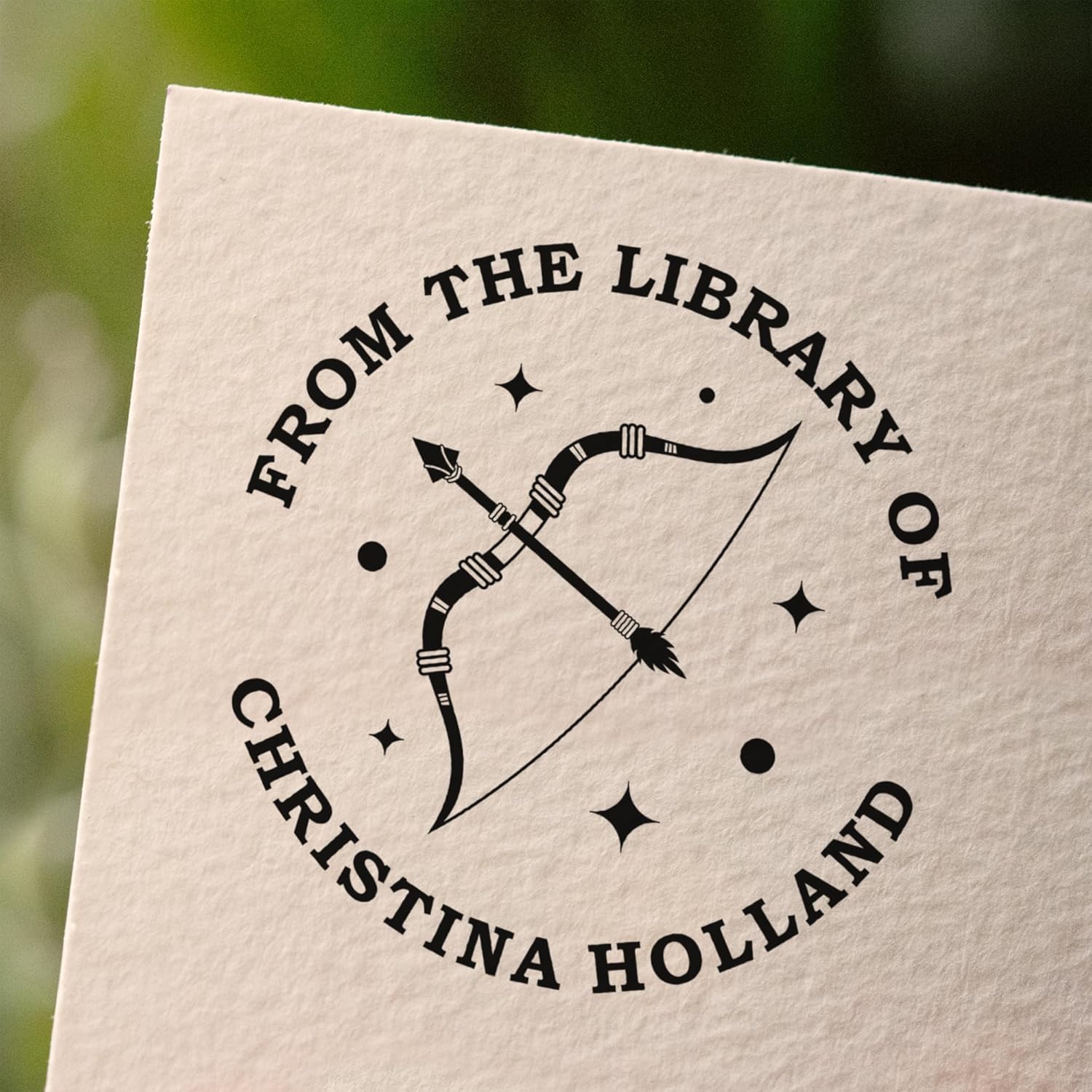 from The Library of Embossers & Stamps for Fantasy Book Readers | Custom Embosser | Custom Stamp | Ex Libris | Elevate Your Fantasy Collection of Stories and Novels (Design 1, Wood Hand Stamp)