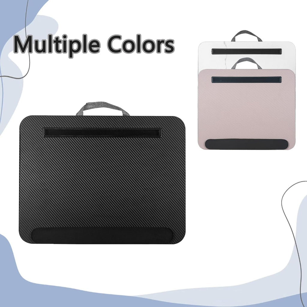 Portable Laptop Desk Fits Up to 16“ Laptops, with Tablet Slot, Built-in Cushion, Great for Home & Office,Lap Desk for Laptop,Lap Desk with Cushion (Black with Wrist Rest, Medium)