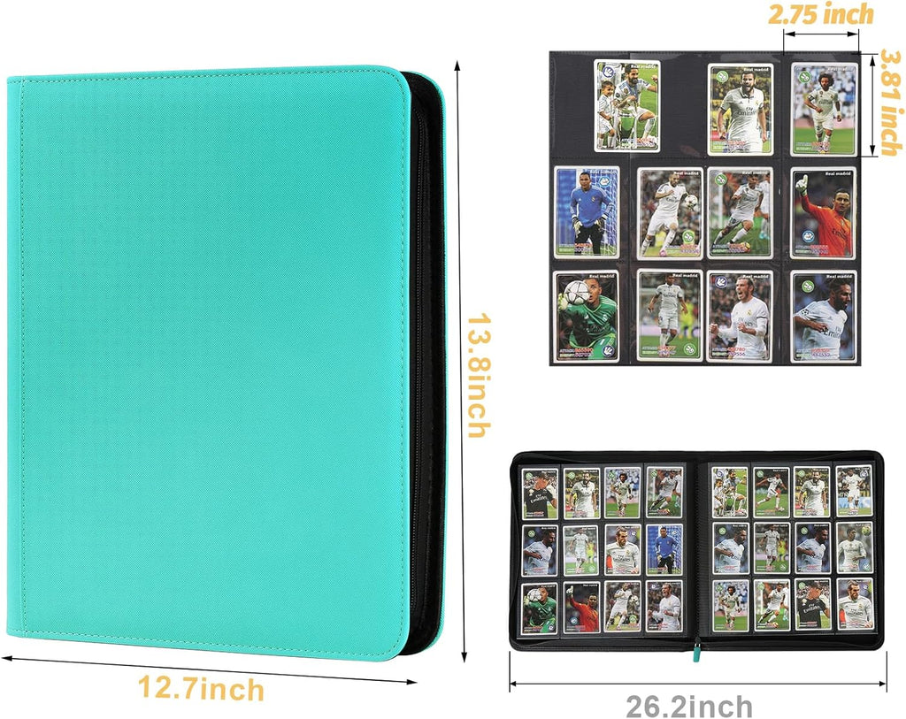 Trading Card Binder 12 Pocket, GERMUN PU Cover Card Binder for 720 Cards, Premium Trading Card Holder Folders, Double Sided Pocket Card Album for MTG, TCG (Lake Blue)