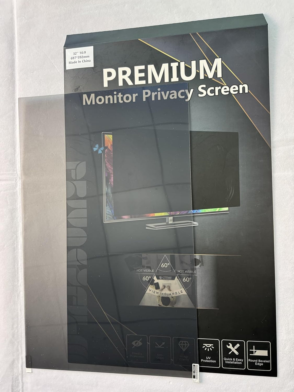 32 Inch Curved Computer Privacy Screen Filter for 16:9 Widescreen Computer Monitor Computer Screen Protector Computer Screen Privacy Shield Anti Glare and Blue Light
