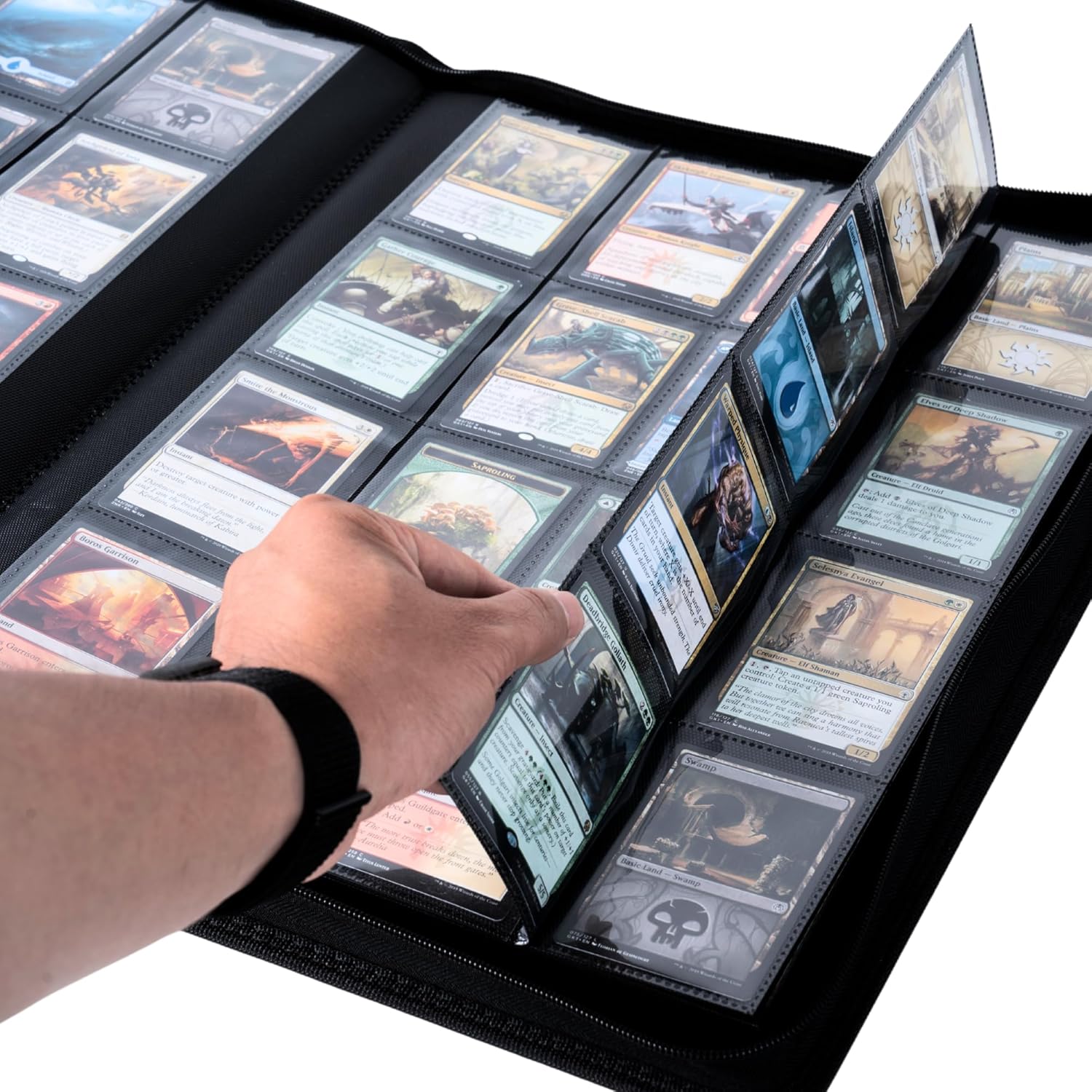 1408+ Pockets Trading Card Binder, 16-Pocket Card Ablum Compatible with MTG,Sports Cards & Other Standard Size Trading Card (Navy Blue)