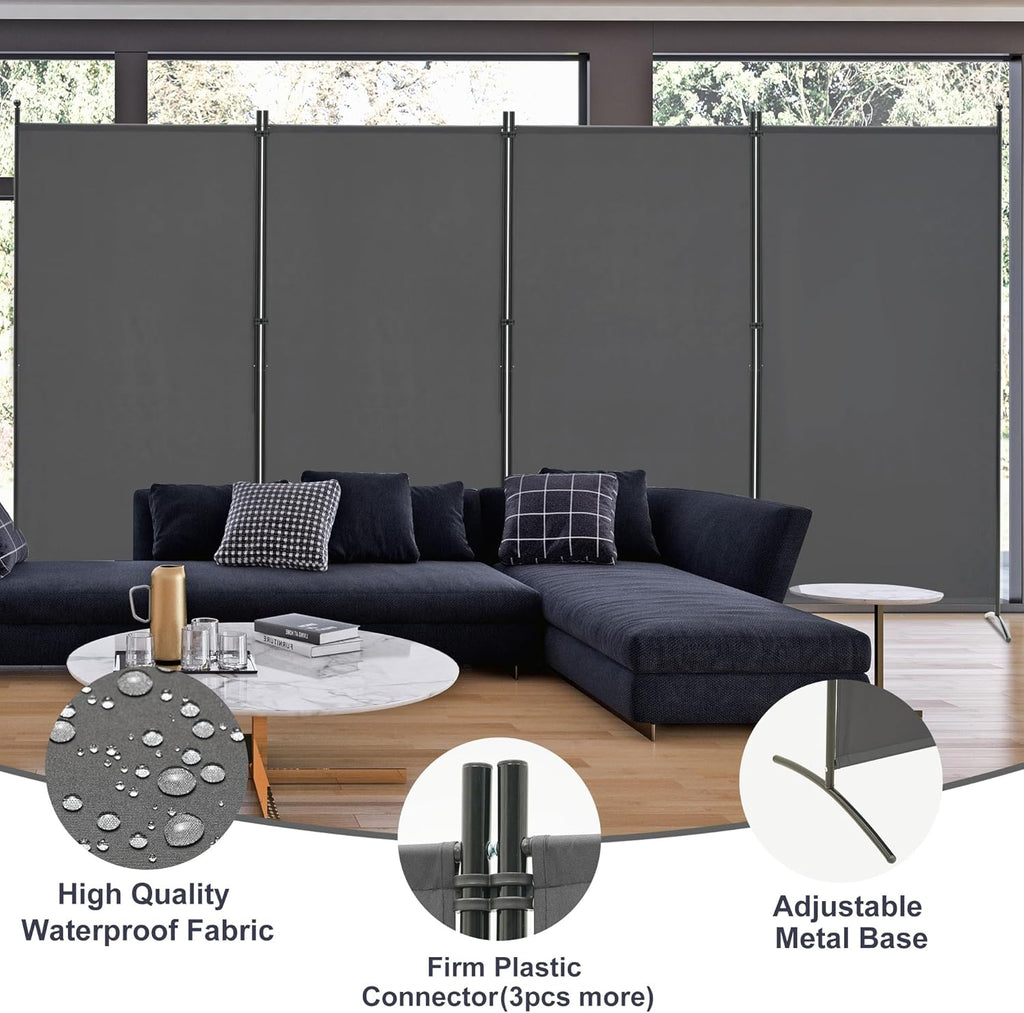 Spurgehom 4 Panel Room Divider Folding Privacy Screen, Freestanding Fabric Partition Portable Room Partition Wall Dividers for Home Office Room Restaurant, 136" W X 72" H (Grey)