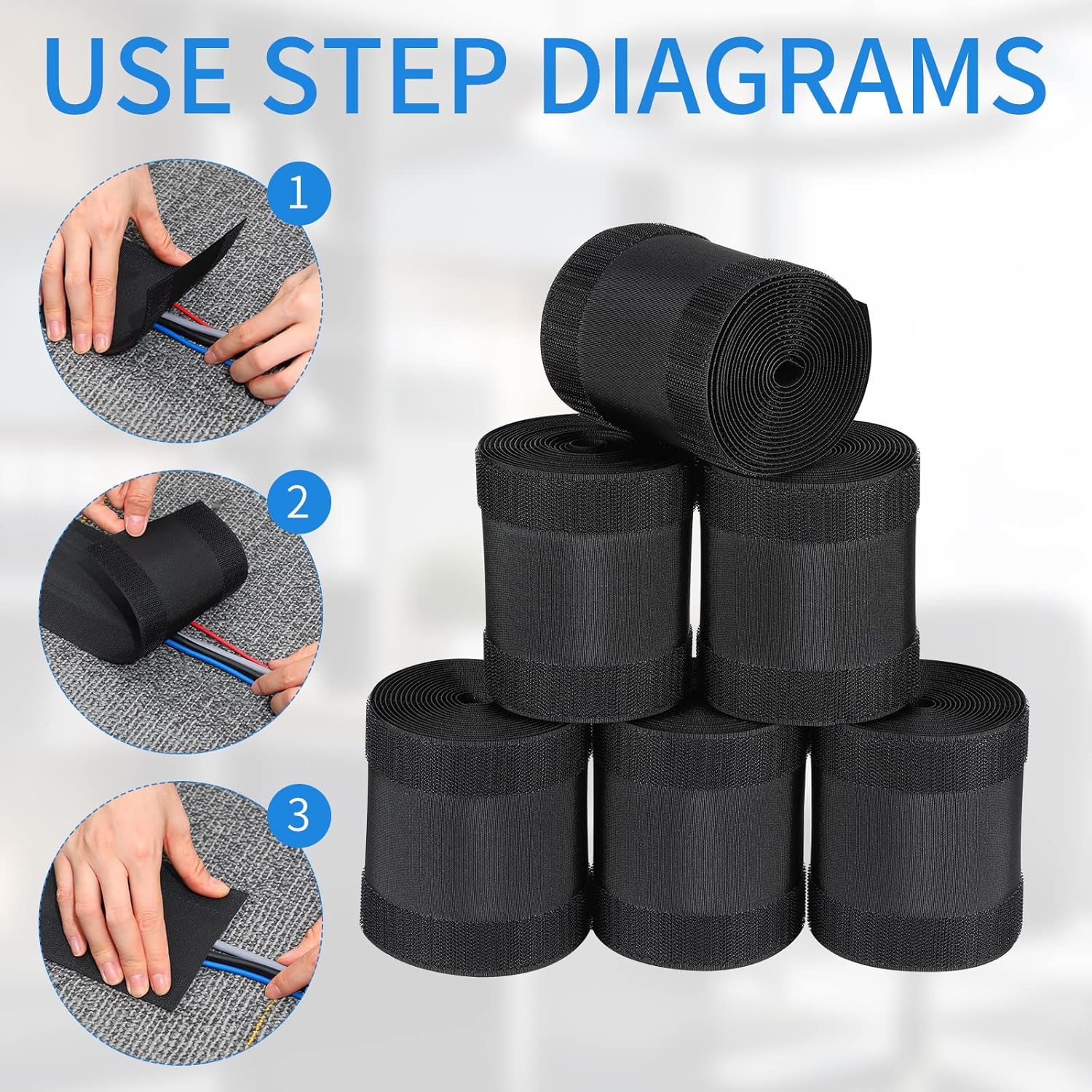 WILLBOND Carpet Cord Cover Cable Grip Floor Cover Cable Protector Management Only for Commercial Office Carpet(Black,59.06 ft)