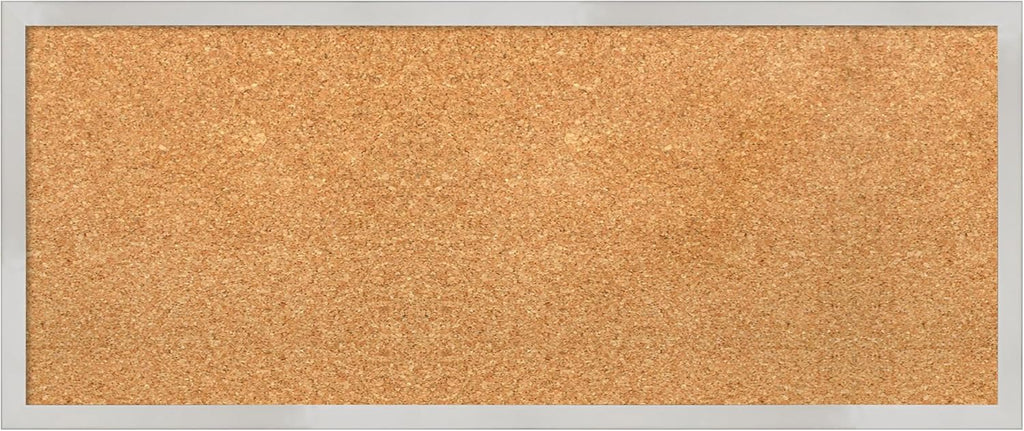 Amanti Art Natural Cork Board for Wall, 13x31 Vision Board with Silver Wood Frame, Medium Corkboard Office Decor for Home Organization, Modern Contemporary Corkboard Pinboard to display items for home