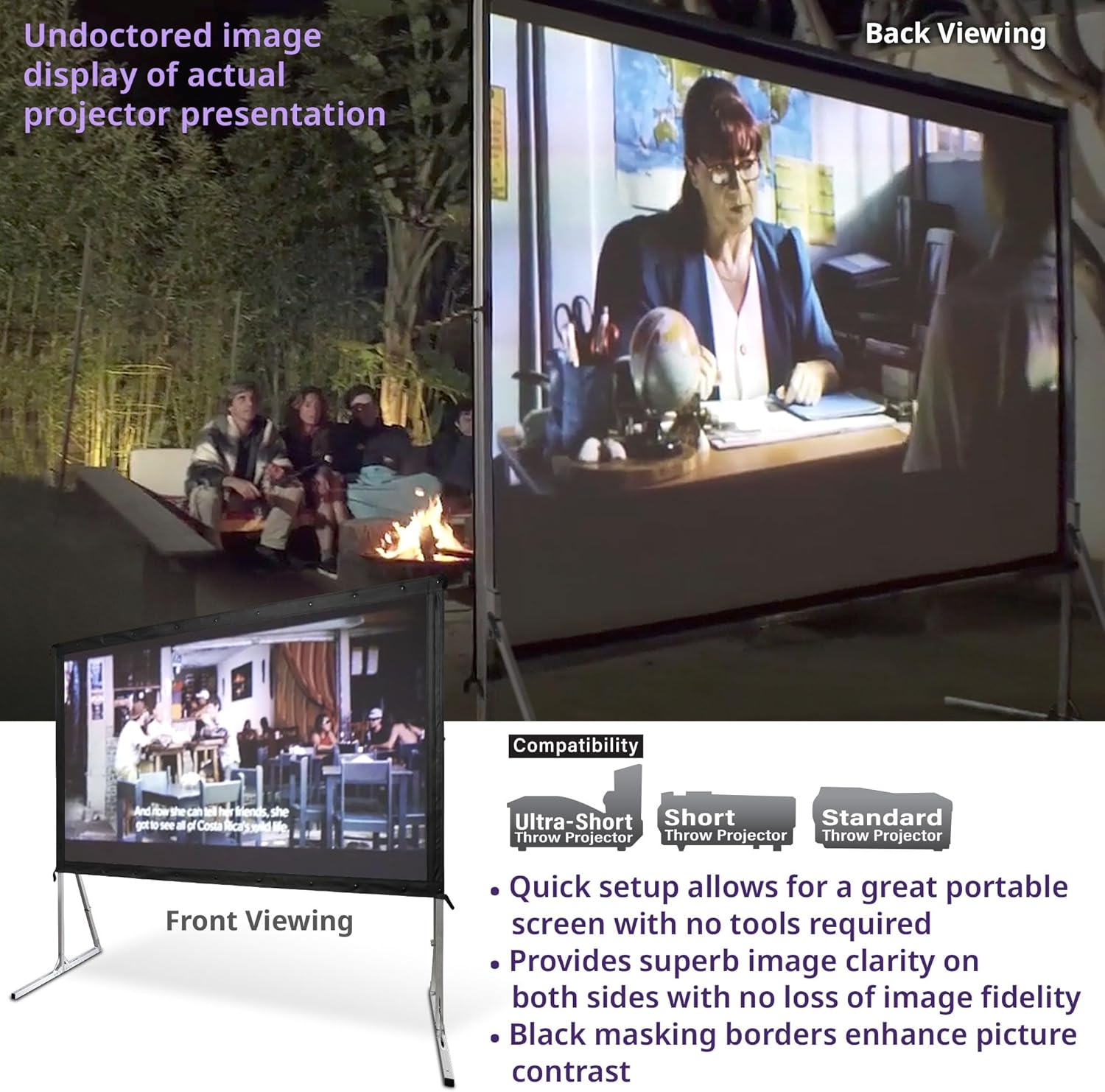 Elite Screens Yard Master 2 WraithVeil Projector Screen 180-INCH 16:9 Front and Rear 4K/8K Ultra HD Active 3D HDR Movie Screen, OMS180H2-DUAL