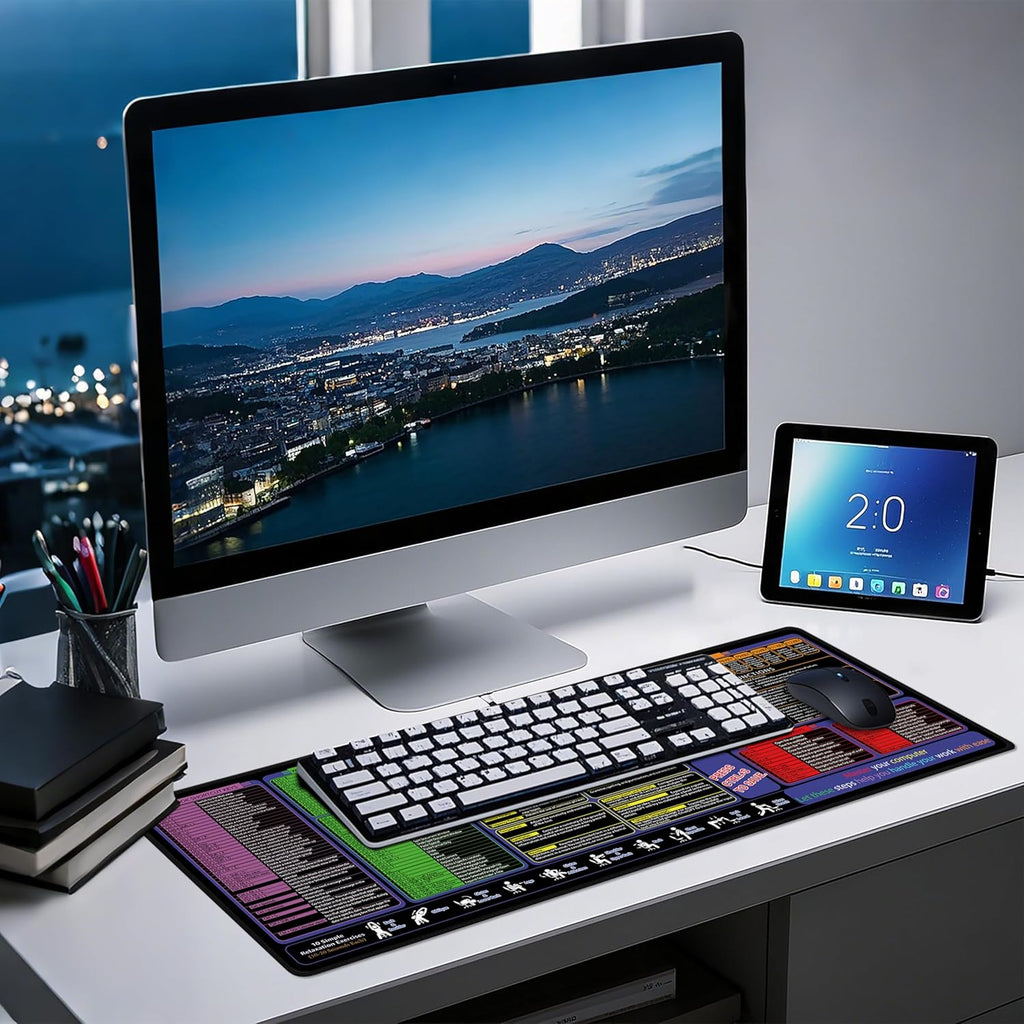 All-in-One Office & Gaming Mouse Pad: Excel/Word/Power Point Mouse pad - XL Waterproof, Non-Slip Desk Mat with Stitched Edges 31.5 x 11.8inches x 3mm