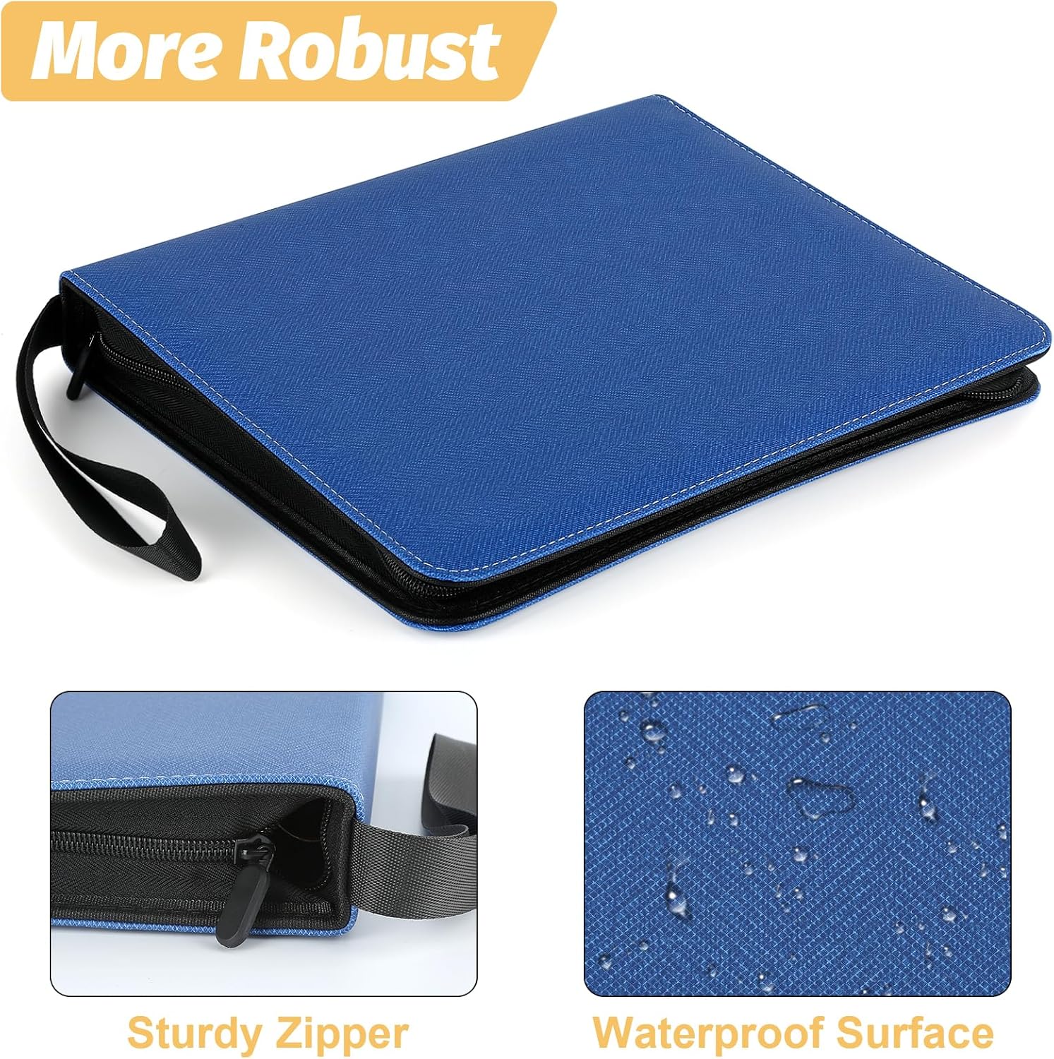 9 Pocket Card Binder, Premium Zip Trading Card Binder, 720 Double Sided Pocket PU Card Collection Binder, Collector Card Album, Card Folder for MTG, TCG, Sports Cards, Game Cards (Blue1)