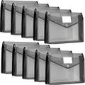 10 Pieces Plastic File Folders Envelope Expanding File Wallet Organizer Documents Folder with Snap Closure and Pocket, A4 Size Waterproof Transparent Pouch(Grey,Horizontal)