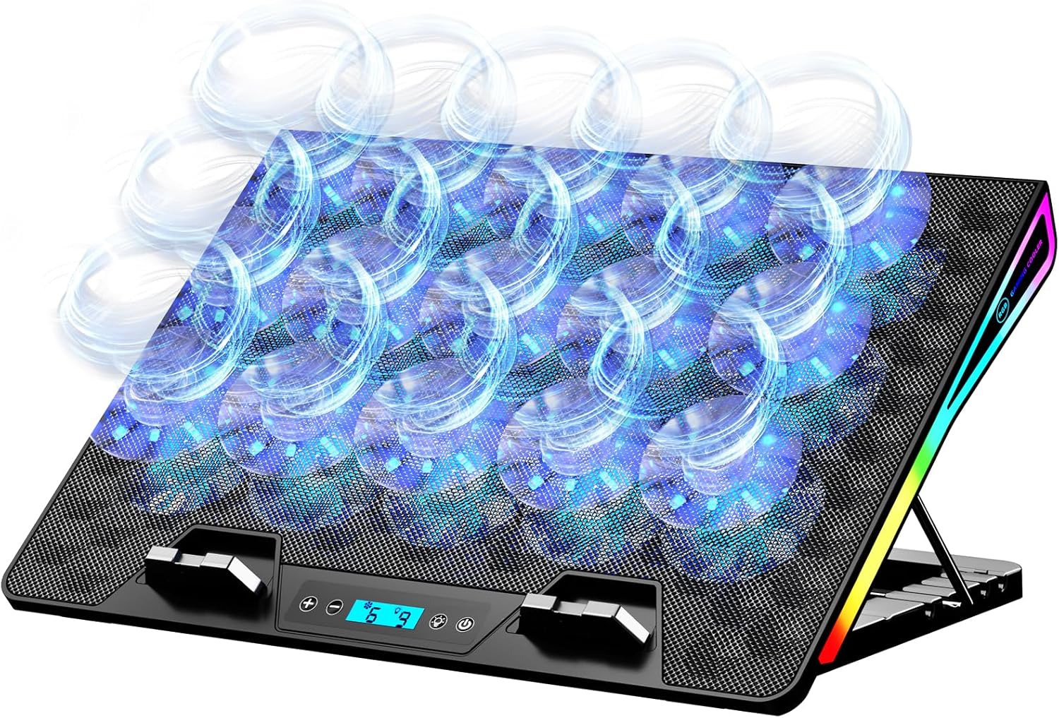 AICHESON Laptop Cooling Pad, 15 Powerful Cooling Fans, Gaming Laptop Cooler with RGB Lights for 15-17.3 inch PC Computers